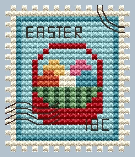 Easter Basket Postage Stamp Cross Stitch Pattern фото 1
