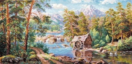 Landscape with a Watermill Cross Stitch Kit фото 1
