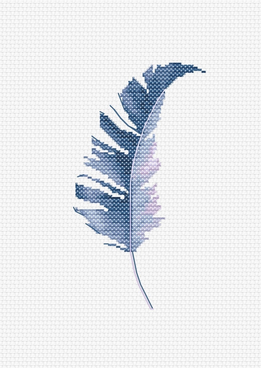 Blue Feather Cross Stitch Pattern фото 1