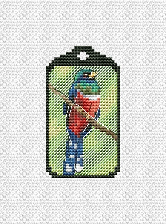 Collared Trogon Keychain Cross Stitch Pattern фото 1
