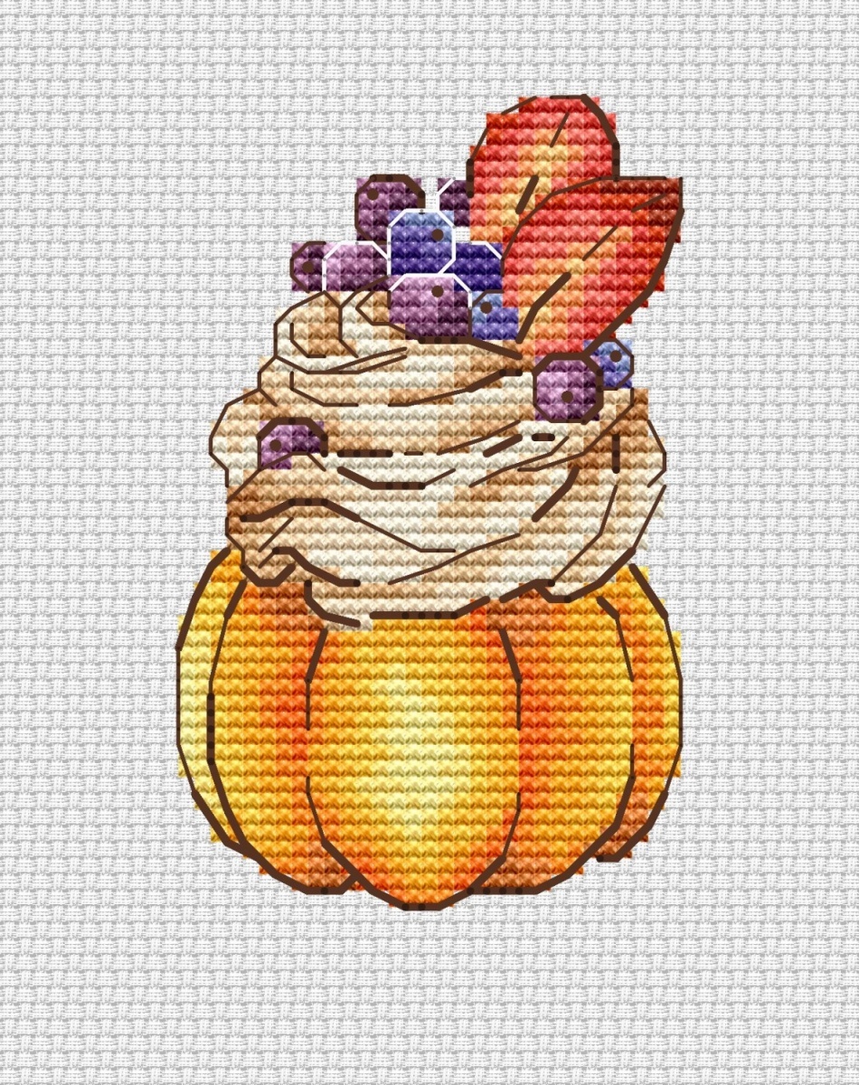 Cupcake with Chokeberry Cross Stitch Pattern фото 1