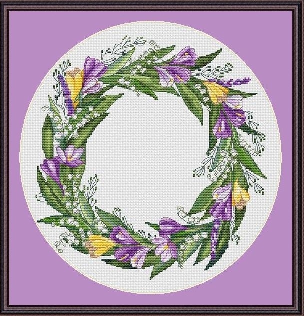 A Spring Wreath Cross Stitch Pattern фото 1