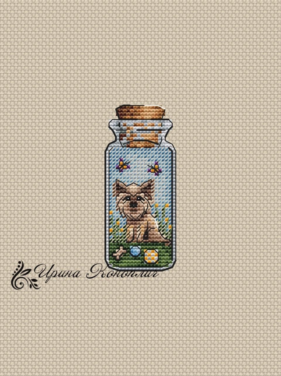 Bottles. Yorkshire Terrier Boy Cross Stitch Pattern фото 1