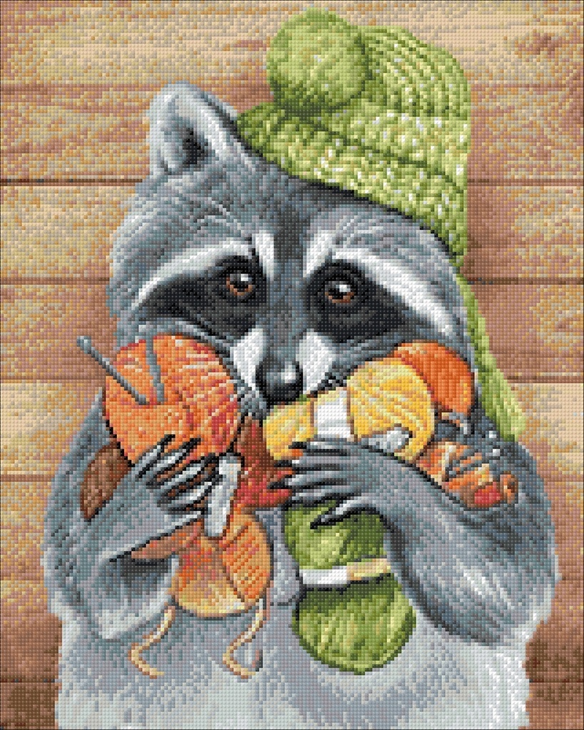 Raccoon and Yarn Diamond Painting Kit фото 2