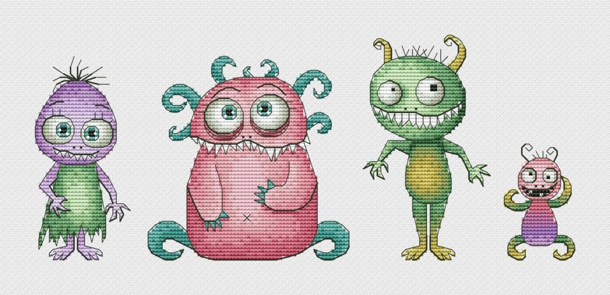 Monsters Cross Stitch Pattern фото 1