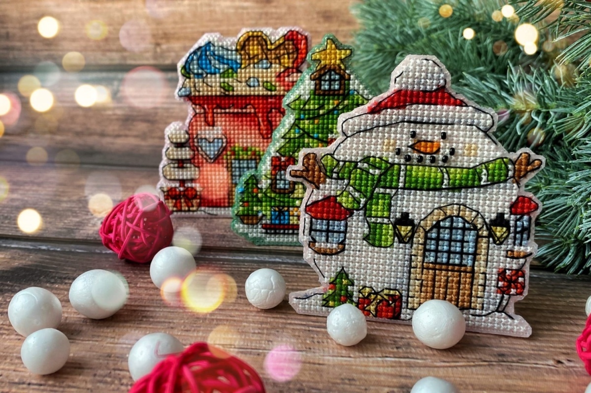 Snowman House Cross Stitch Pattern фото 2