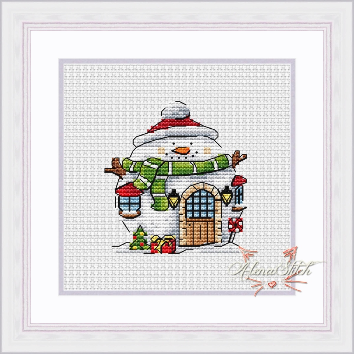 Snowman House Cross Stitch Pattern фото 1