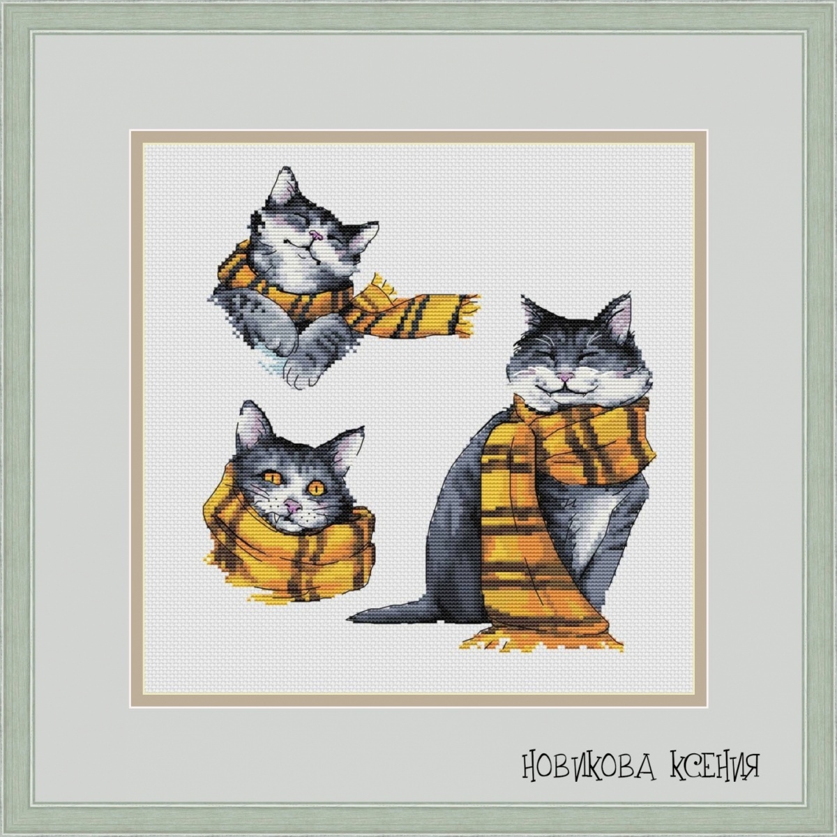 Hufflepuff Cats Cross Stitch Pattern фото 1