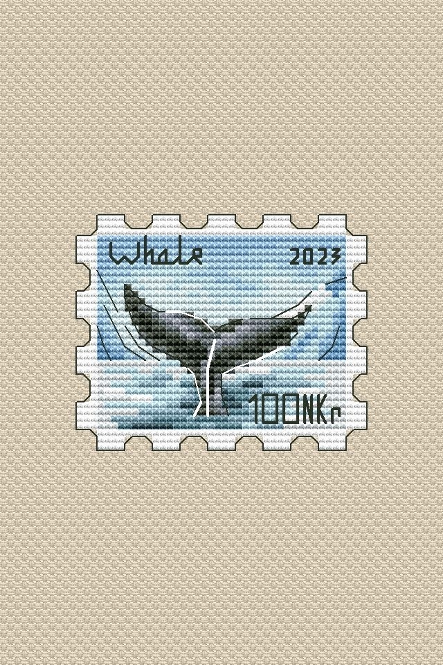 Whale Postage Stamp Cross Stitch Pattern фото 1