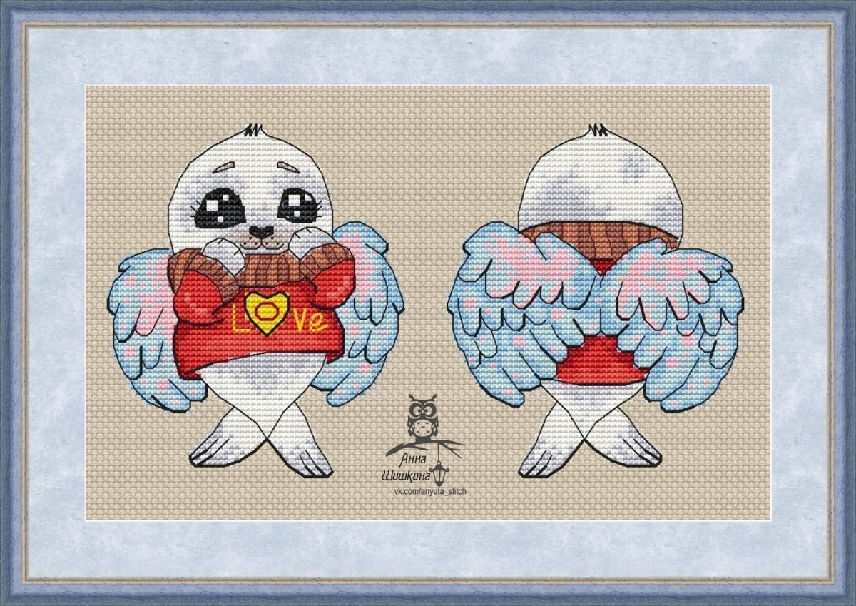 Seal Cupid Cross Stitch Pattern фото 1