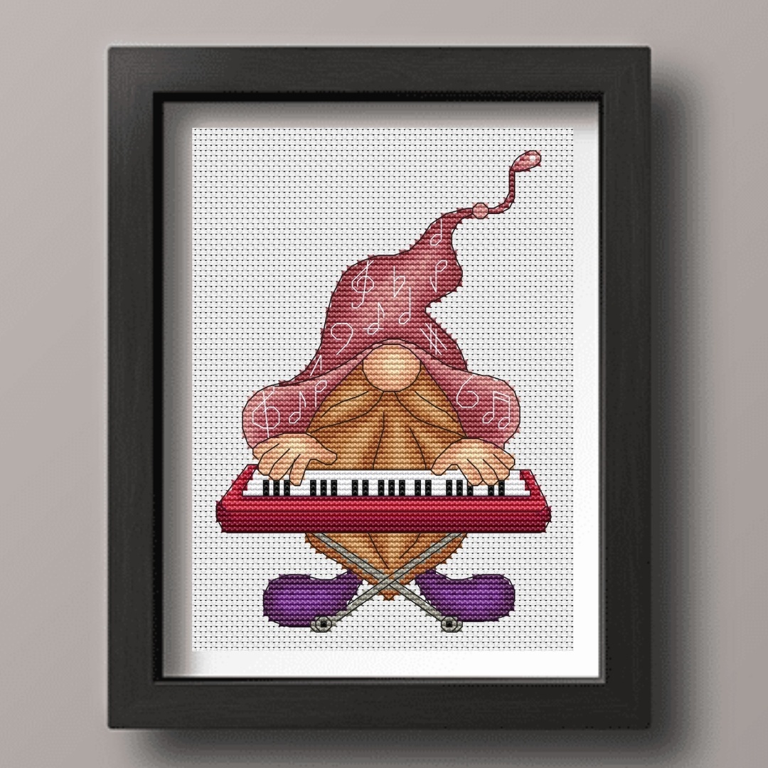 Gnome Keyboardist Cross Stitch Pattern фото 3