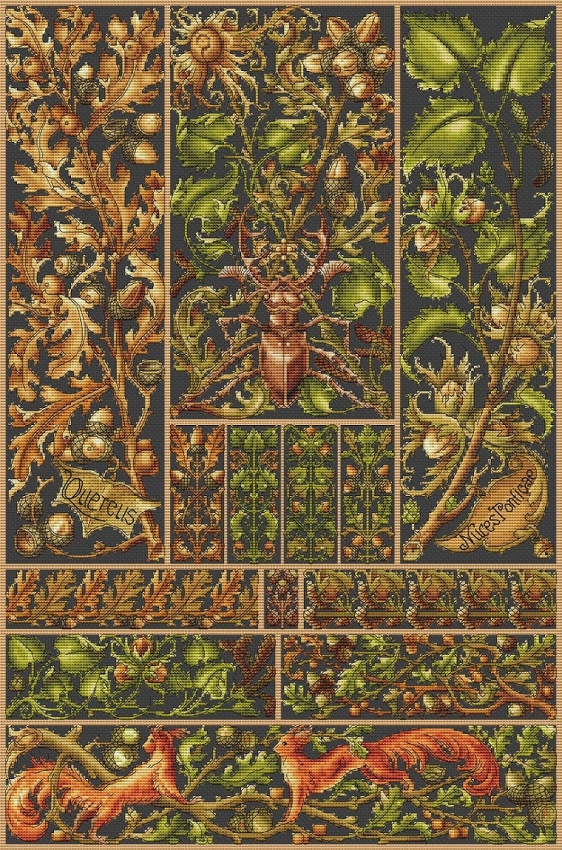 Acorns and Hazel Cross Stitch Pattern фото 1