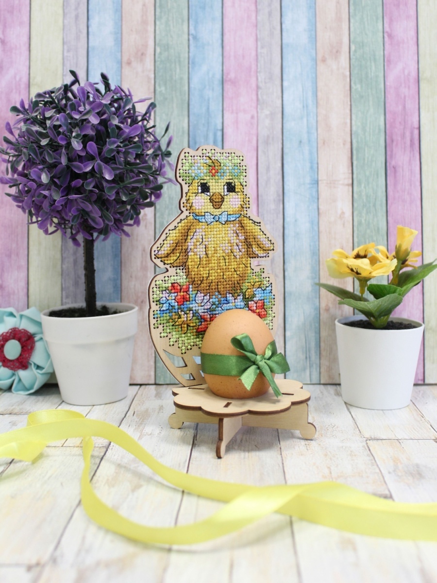 Easter Egg Stand. Chicken Сard Cross Stitch Kit фото 2