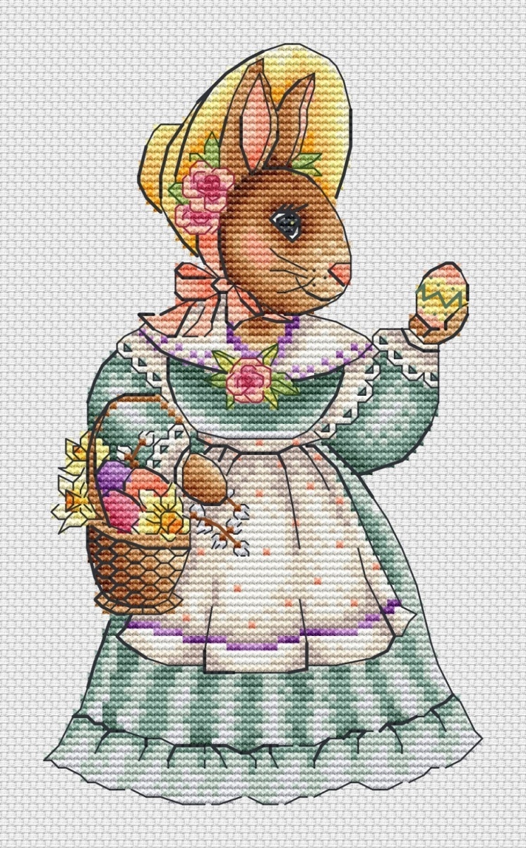 Easter Bunny Lady Cross Stitch Pattern фото 1