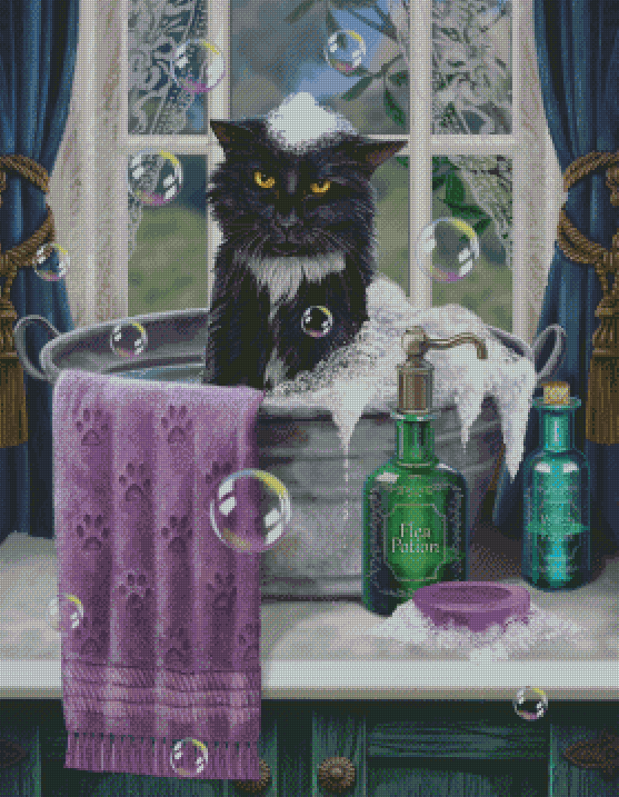 Cat Bath Cross Stitch Pattern фото 1