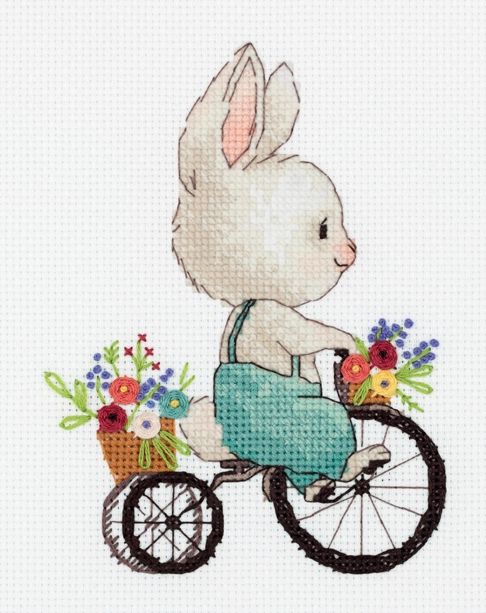 Bunny on Bike Cross Stitch Kit фото 1