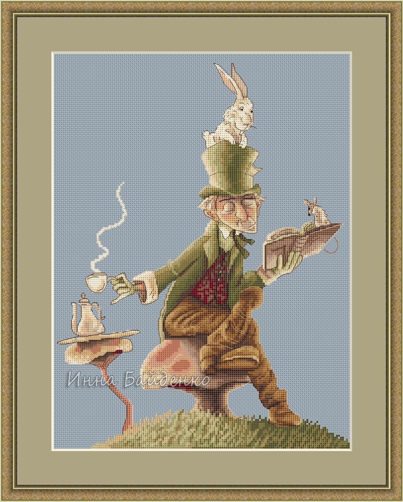 The Hatter and Tea Cross Stitch Pattern фото 1