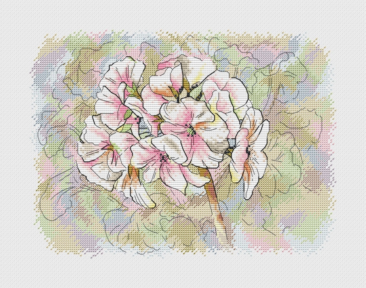 Geranium Flower Cross Stitch Pattern фото 1