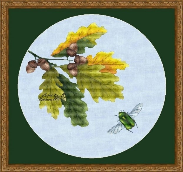 Oak Leaf Cross Stitch Pattern фото 1