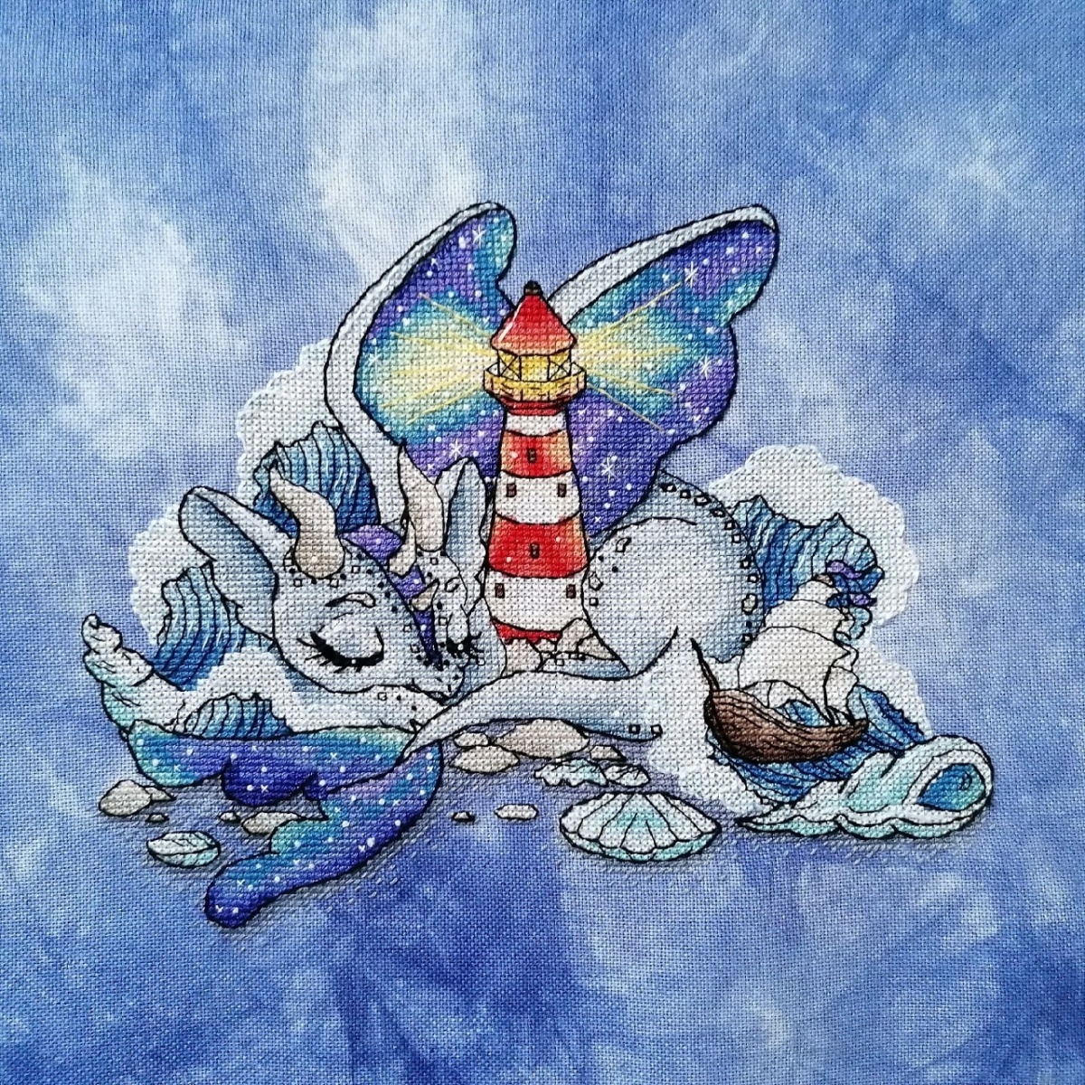 Dragon with a Lighthouse Cross Stitch Pattern фото 3