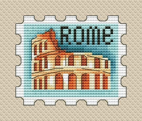 The Colosseum Postage Stamp Cross Stitch Pattern фото 1