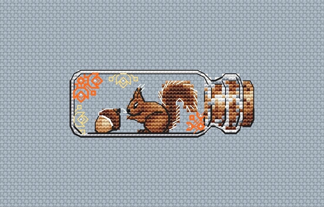 Bottles. Squirrel Cross Stitch Pattern фото 1