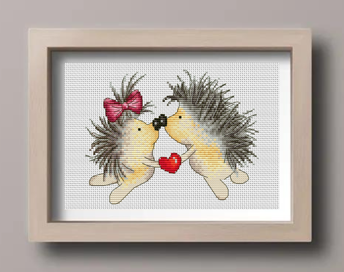 Hedgehogs in Love Cross Stitch Pattern фото 2
