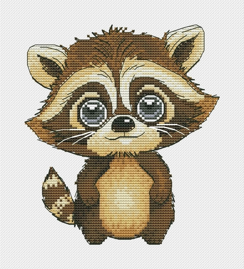 A Cute Raccoon Cross Stitch Pattern фото 1