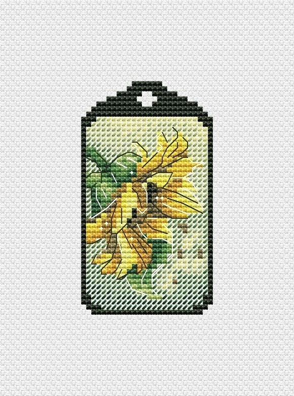 Sunflower Keychain Cross Stitch Pattern фото 1