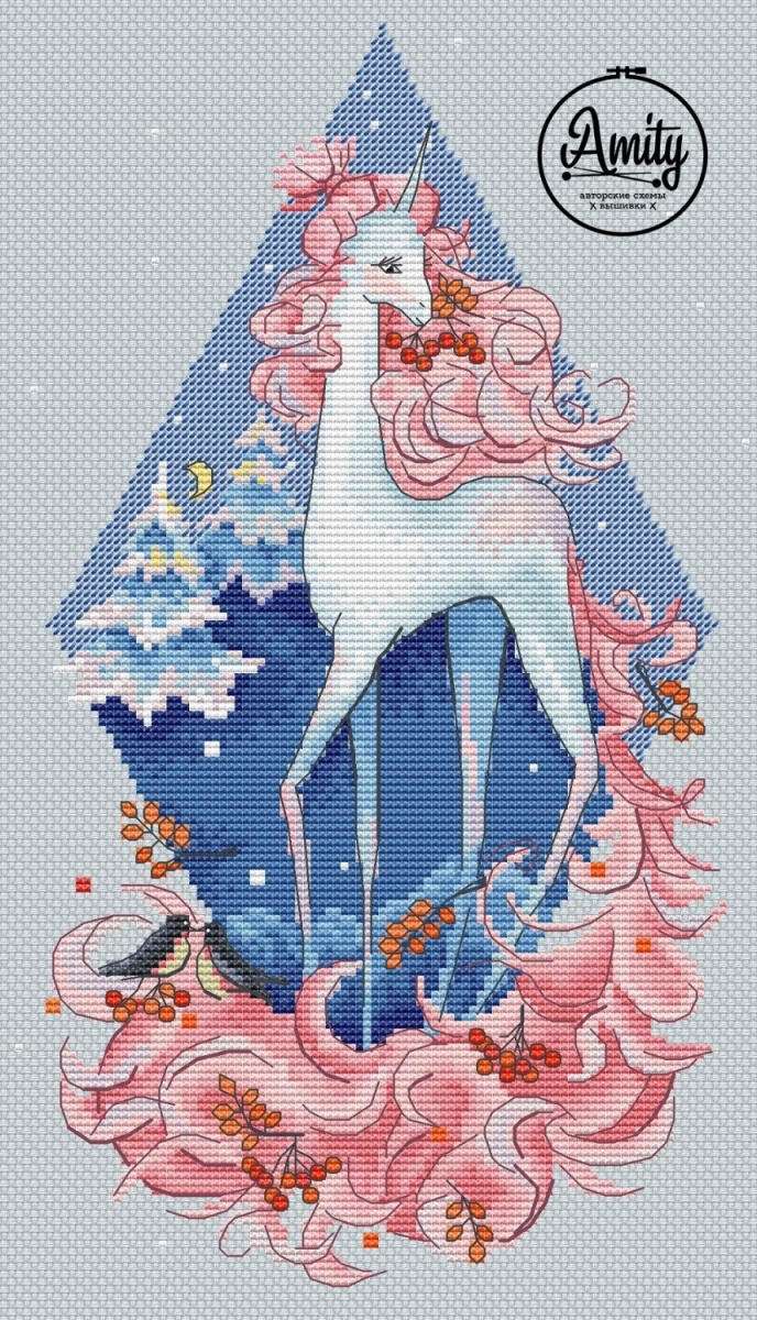 Pink Unicorn Cross Stitch Pattern фото 1