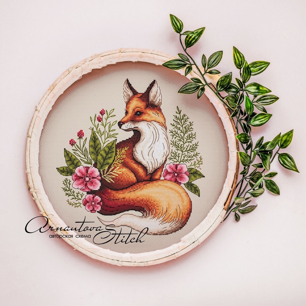 Fox with Flowers Cross Stitch Pattern фото 2