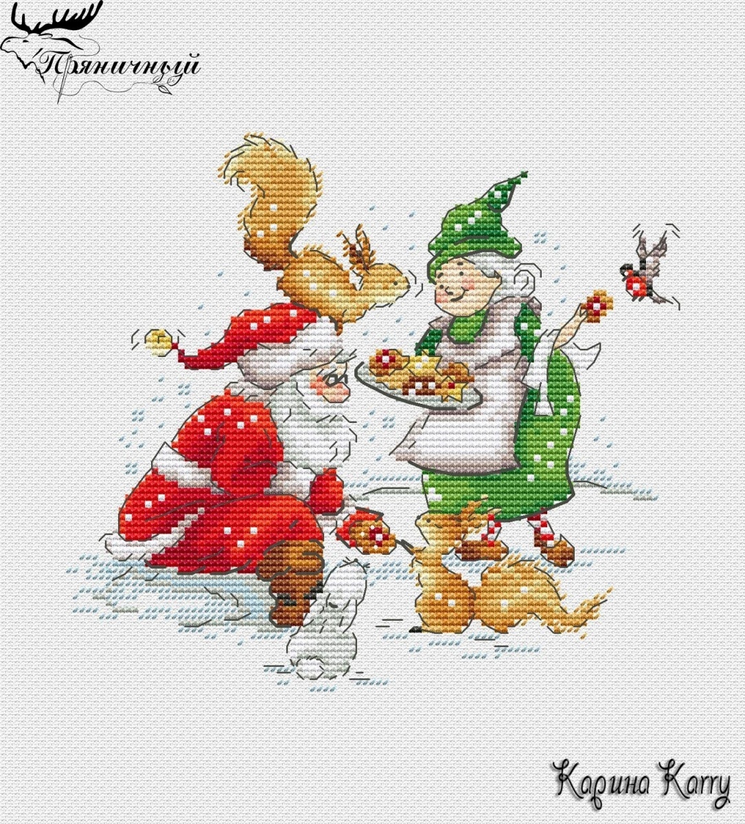 Gingerbread with Love Cross Stitch Pattern фото 1