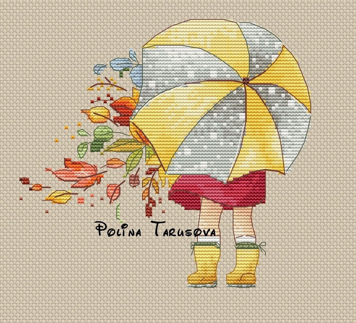 Autumn Umbrella Cross Stitch Pattern фото 1