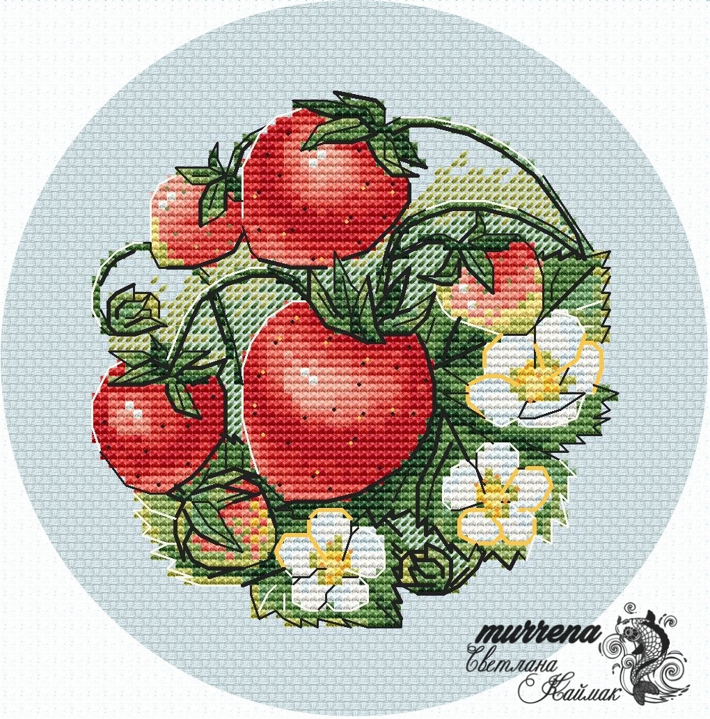 Strawberries Cross Stitch Pattern фото 1