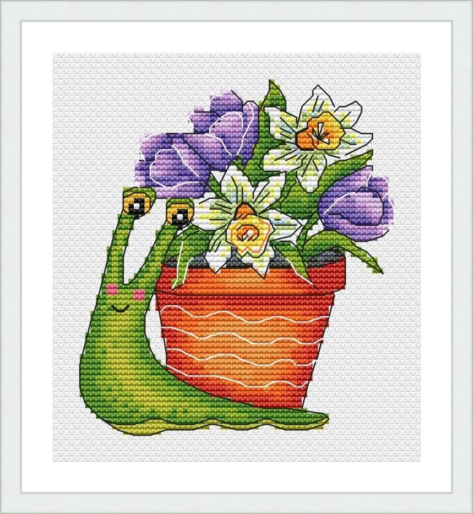 Snail. Spring Cross Stitch Pattern фото 2