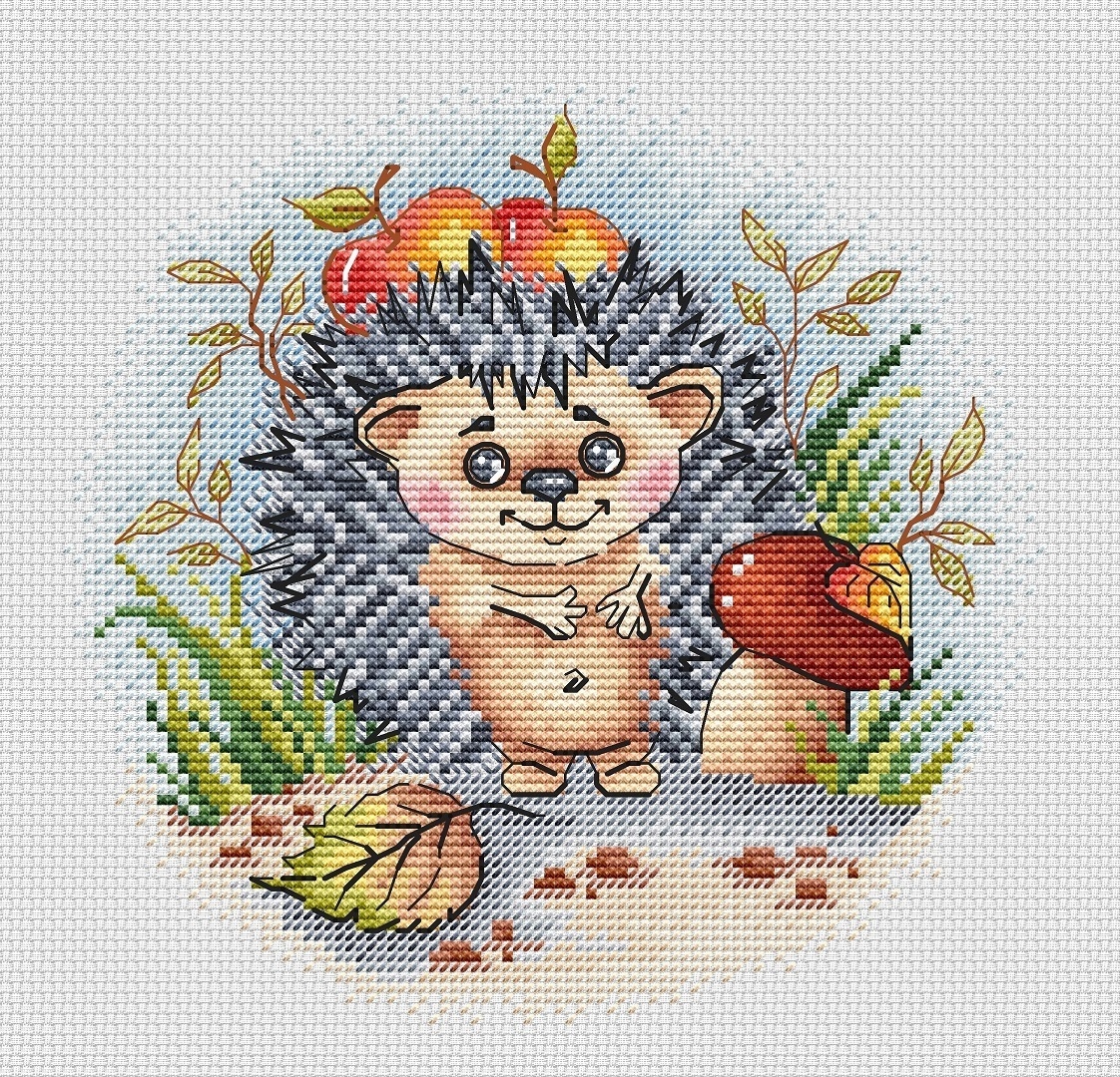 Autumn Hedgehog Cross Stitch Chart фото 1