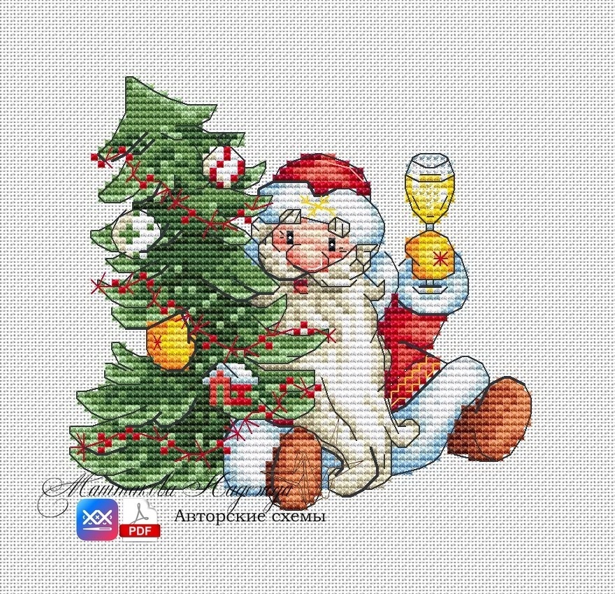 Lighting the Christmas Tree Cross Stitch Pattern фото 1