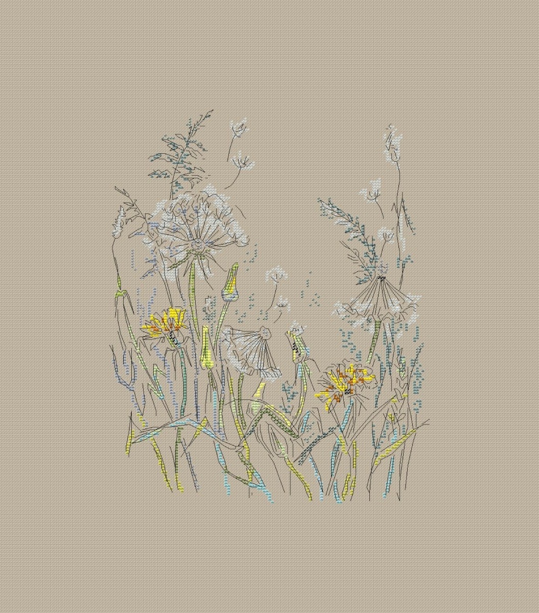 Flowers. Sketch. Dandelion Cross Stitch Pattern фото 2