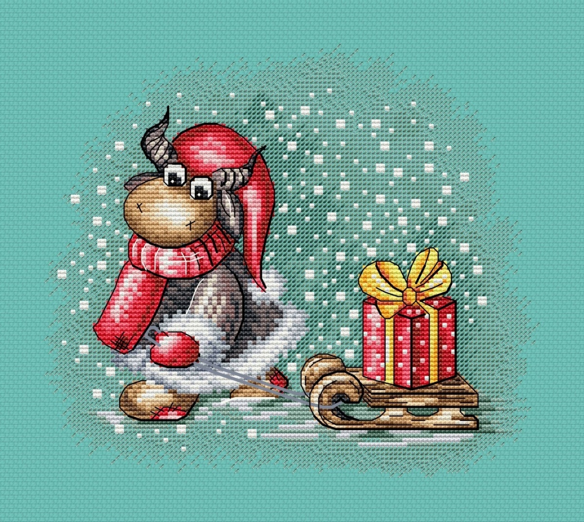 Bull with a Sled Cross Stitch Pattern фото 1