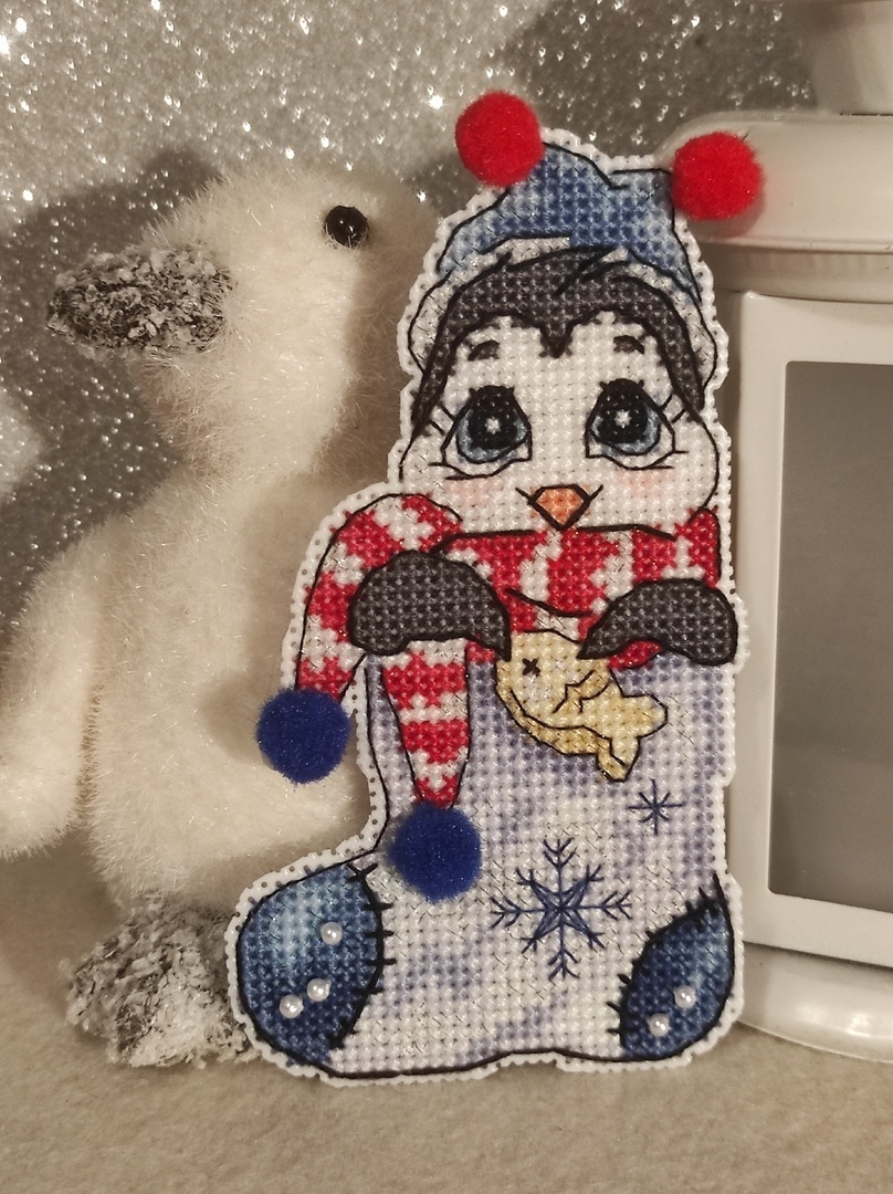 Sock with Penguin Cross Stitch Pattern фото 2