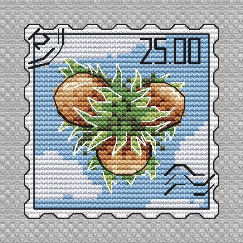 Postage Stamp. Nuts Cross Stitch Pattern фото 1