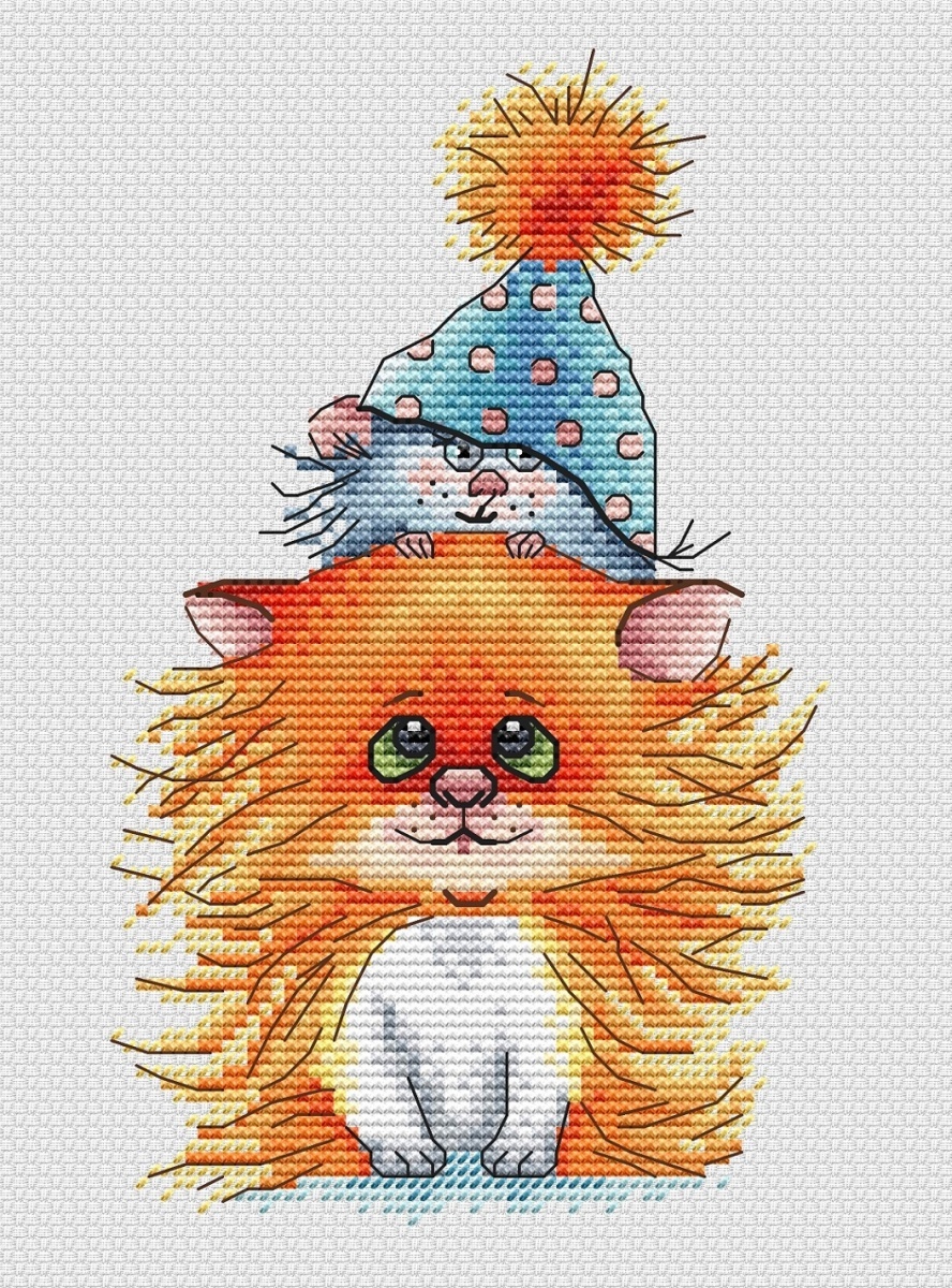 Ginger Fluffy Cat Cross Stitch Pattern фото 1