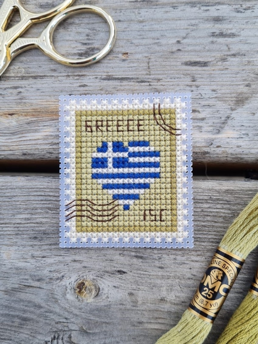 Greece Postage Stamp Cross Stitch Pattern фото 2