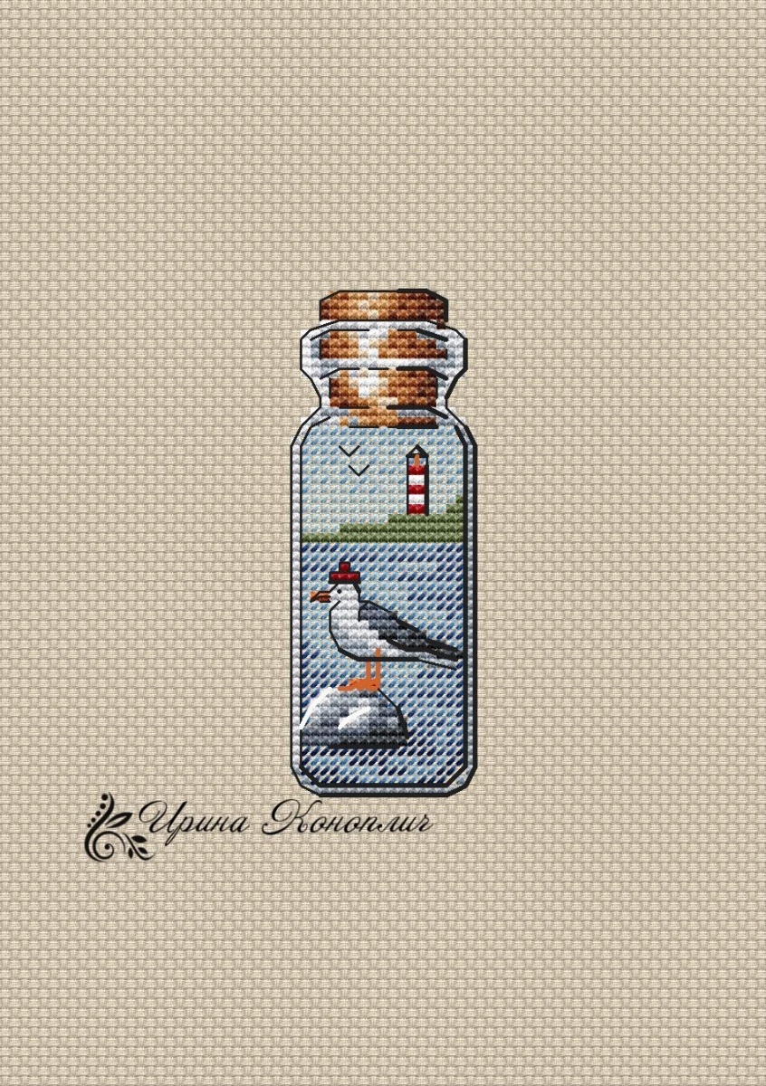 Bottles. Seagull Cross Stitch Pattern фото 1