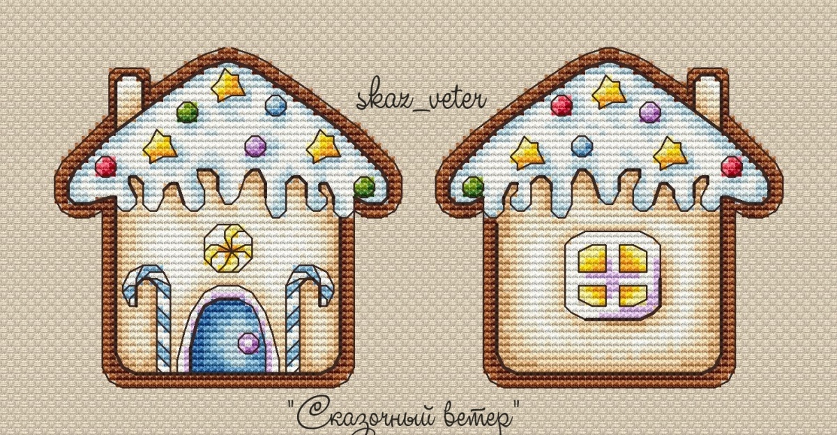 A Gingerbread House Cross Stitch Chart фото 1