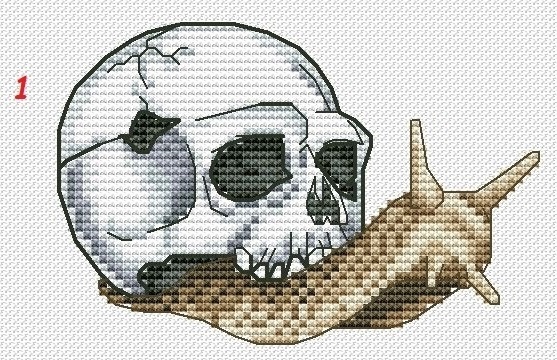 Snail with Skull 1 Cross Stitch Pattern фото 1