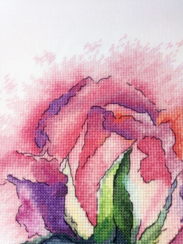 Watercolor Rose Cross Stitch Pattern фото 5