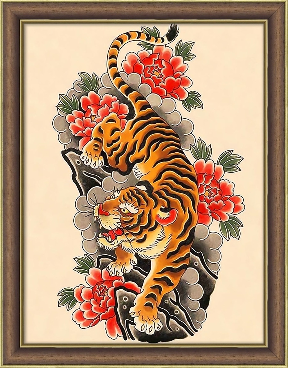 Tiger on Parchment Diamond Painting Kit фото 1