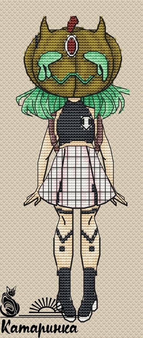 Pumpkin Girl 4 Cross Stitch Pattern фото 1