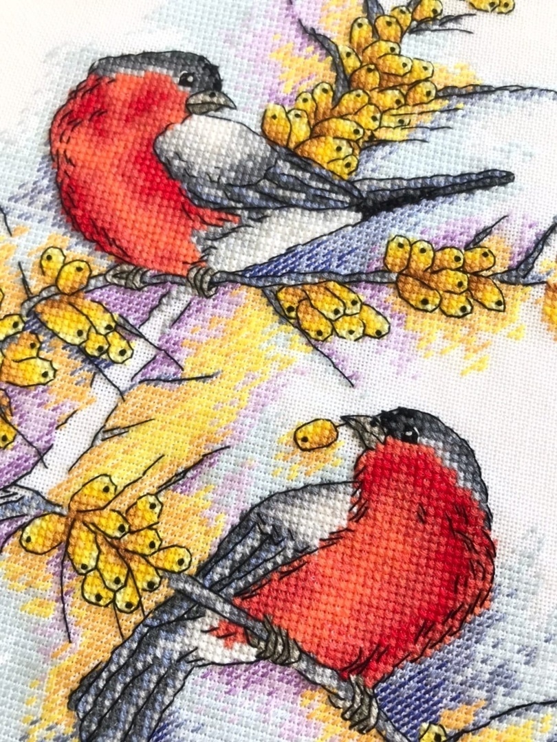 Bullfinches in Buckthorn Cross Stitch Pattern фото 3